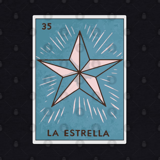 Mexican lotería star card mexican bingo watercolor folk art by T-Mex